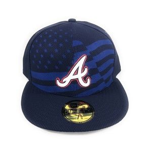 BRAND NEW ATLANTA BRAVES 59FIFTY HAT SZ 7 5/8 NAVY